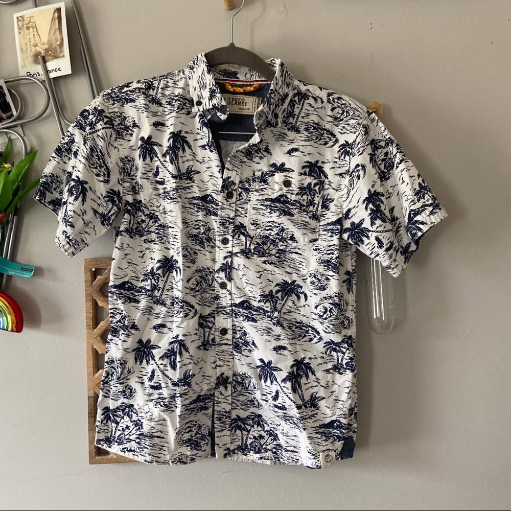 Boys Graphic Print Short Sleeve Button Up Shirt